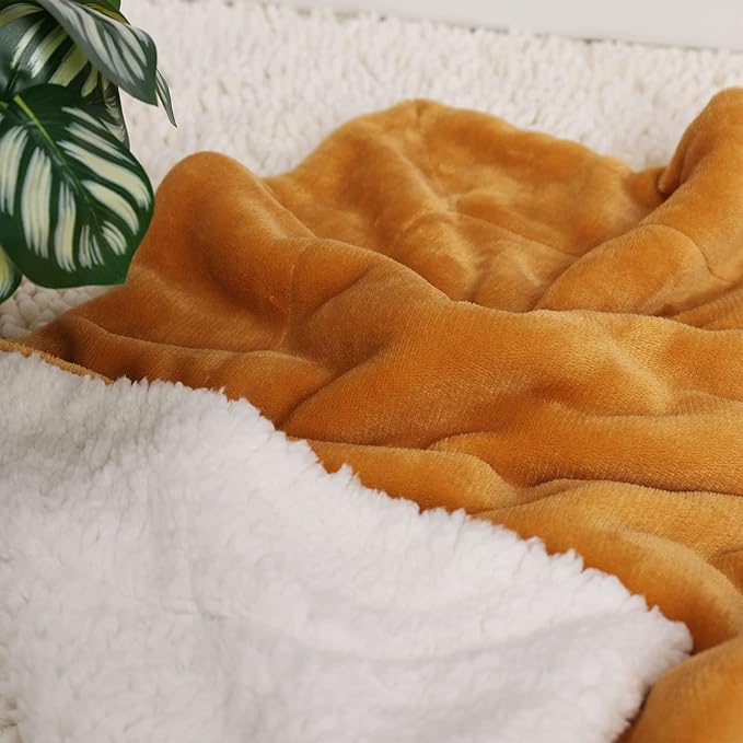NANPIPER Baby Sherpa Blanket,Warm Toddler Throw Blanket,Soft Newborn Fleece Blanket for Winter(Ginger Yellow,30x40 inches)