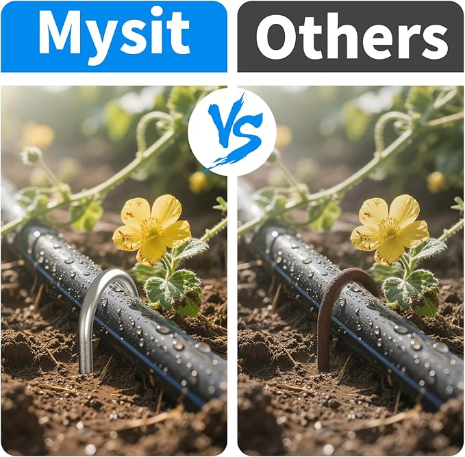 MySit 50 Pack 6 Inch Garden Stakes,11 Gauge Galvanized Yard Staples U Shape Fences Drip Irrigation Stakes Landscape Staples for Landscape Fabric, Soaker Hose, Dog Fence, Drip Tubing