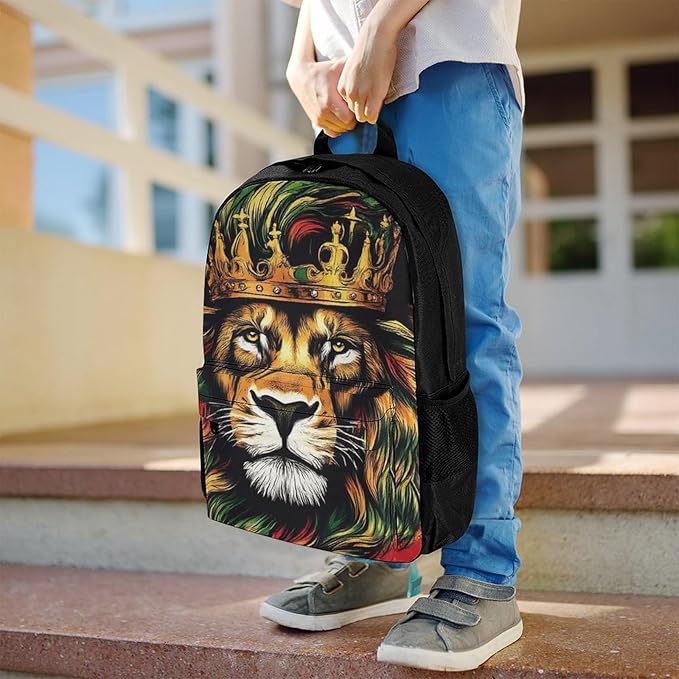 Supdreamc Shoulder Book Bags Anti-Theft Multipurpose Big Capacity Bookbag, Rasta Flag Lion Splatter Painting Travel Hiking Backpack With Smooth Zippers