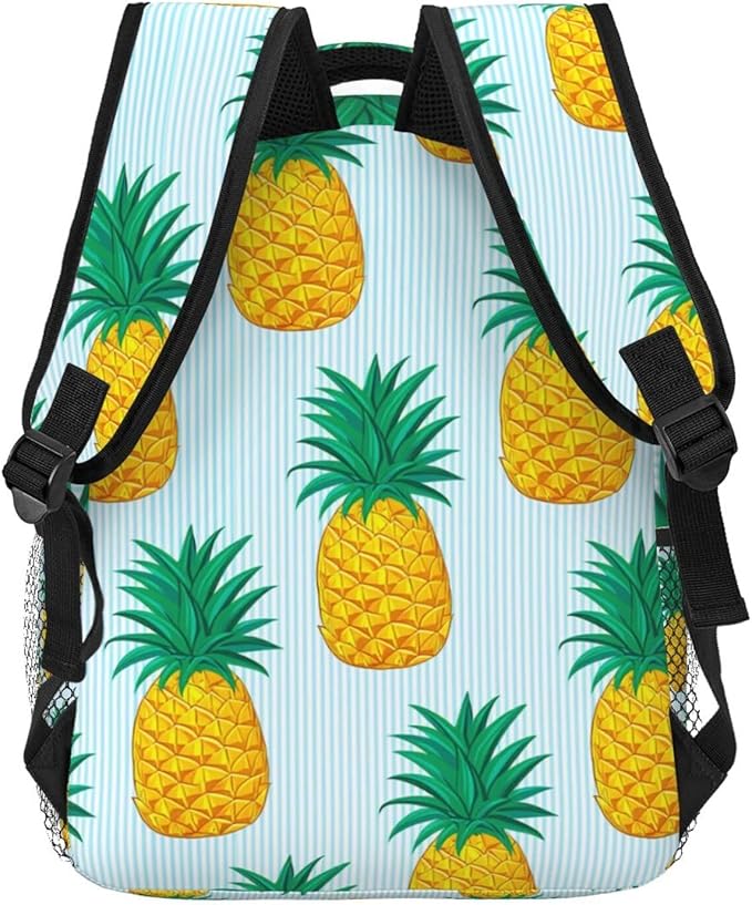 Daypack Backpack Polyester Anti-Theft Multipurpose Pineapple Pattern Bookbag Big Capacity Travel Hiking Camping Rucksack With Smooth Zippers