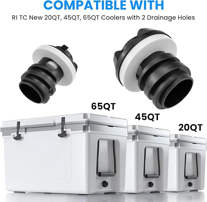 SDTC Tech 2 Pack Cooler Drain Plug, Large & Small Replacement Accessories Compatible with RT-IC 20QT/45QT/65QT & Ye-ti ROA-die/Tundra/Tank Coolers