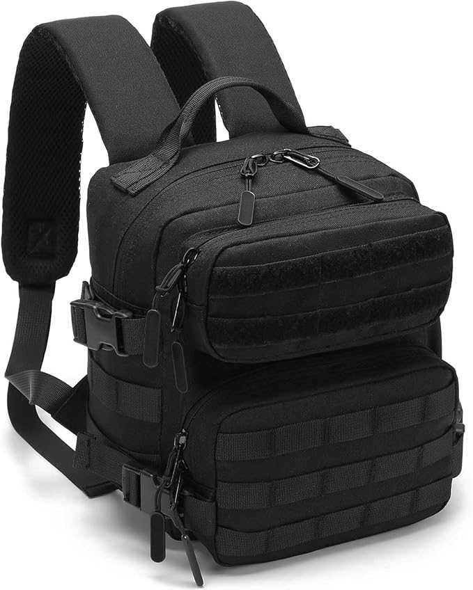 Mini Tactical Backpack for Men and Women, 9L Small Molle Backpack for Woman Military Backpacks for Gym, Hiking, Daily, Travel, Camping (Black)