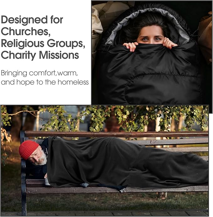 6 Pack Camping Sleeping Bags Bulk with Fleece Liner for Adults, All Season Lightweight Waterproof Sleep Bag with Compression Sack for Hiking Travel Backpacking Cold Weather Winter