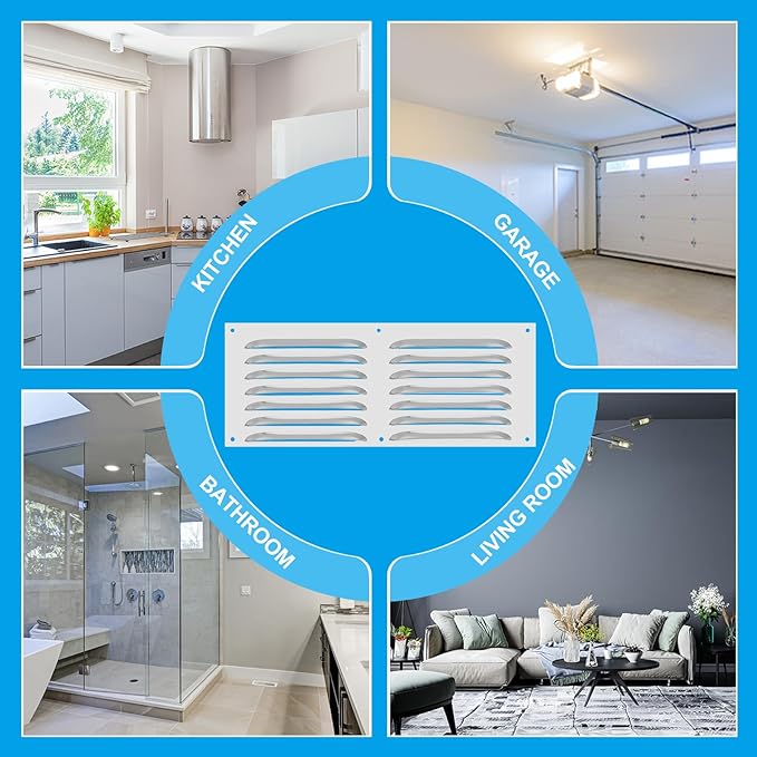 PATIKIL 12 x 8 Inch Aluminum Vent Cover, Screen Air Grille Ventilation Cover HVAC Louvered Grill for Home Kitchen Fireplace Bathroom Wall Ceiling, Silver Tone