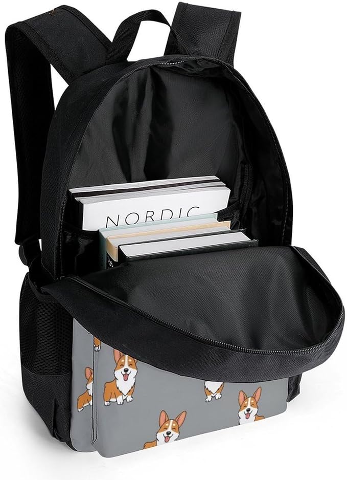 Adults Lightweight Funny Cute Corgis Puppy Shoulder Book Bags Big Capacity Shoulder Bag With Adjustable Shoulder Straps for Trekking Work Walking Cycling