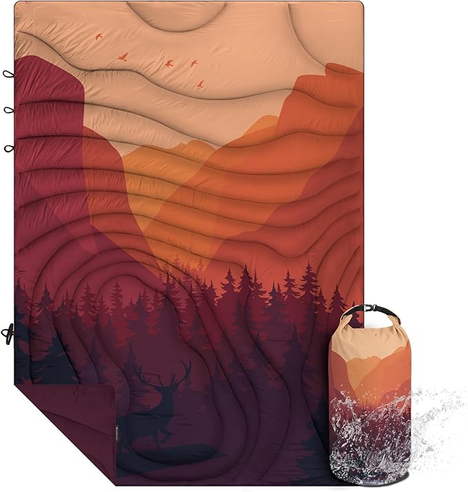 Camping Blanket Puffy - Outdoor Stadium Blanket Wearable, Lightweight, Packable, Machine Washable Camping Quilt for Traveling, Picnic, Beach, Party