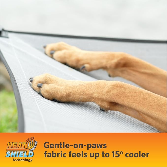 Coolaroo On-The-Go Elevated Dog Bed Kit – Portable & Cooling Travel Cot with HeatShield Fabric for Medium Dogs, Lightweight & Compact, Includes Matching Carry Bag & Everglade Green Bonus Cover, Medium