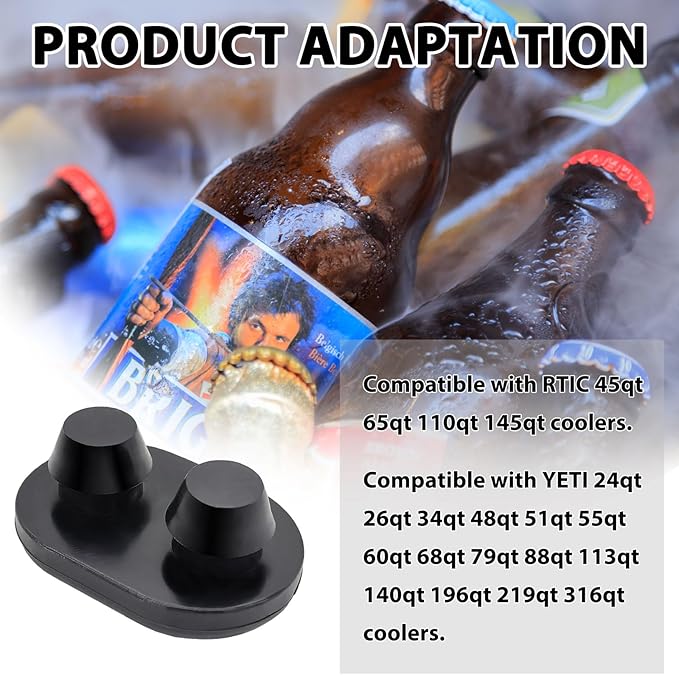 Cooler Feet Replacement Non-Slip Rubber Feet for RTIC Coolers Models 45qt 65qt 110qt 145qt Durable Thickened Rubber Feet Outdoor Camping Protection for YETI Cooler Accessories, Black (4 Pcs)