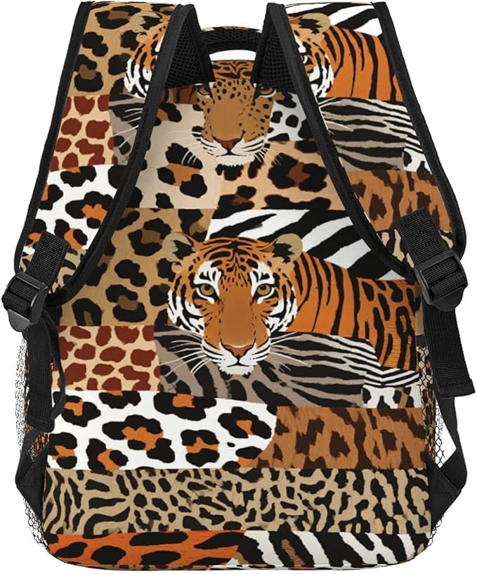 Adults Lightweight Leopard Print Animal Skin Patterns Shoulder Book Bags Big Capacity Shoulder Bag With Adjustable Shoulder Straps for Trekking Work Walking Cycling