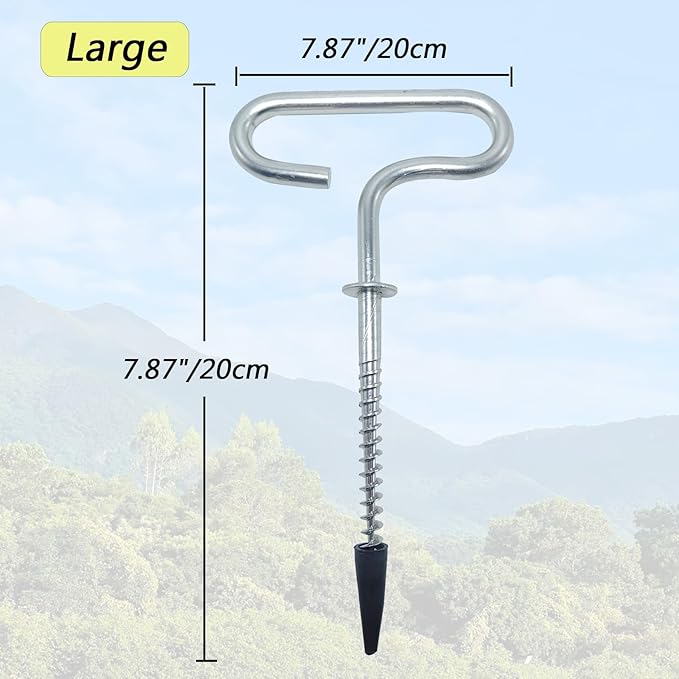 4Pcs Heavy Duty Tent Stakes, 20cm Ground Anchors, Threaded Peg for High Winds, Ice Fishing Shelter Nails, Metal Stake for Outdoor Summer Camping Activities, Durable Tent Fixer Spikes