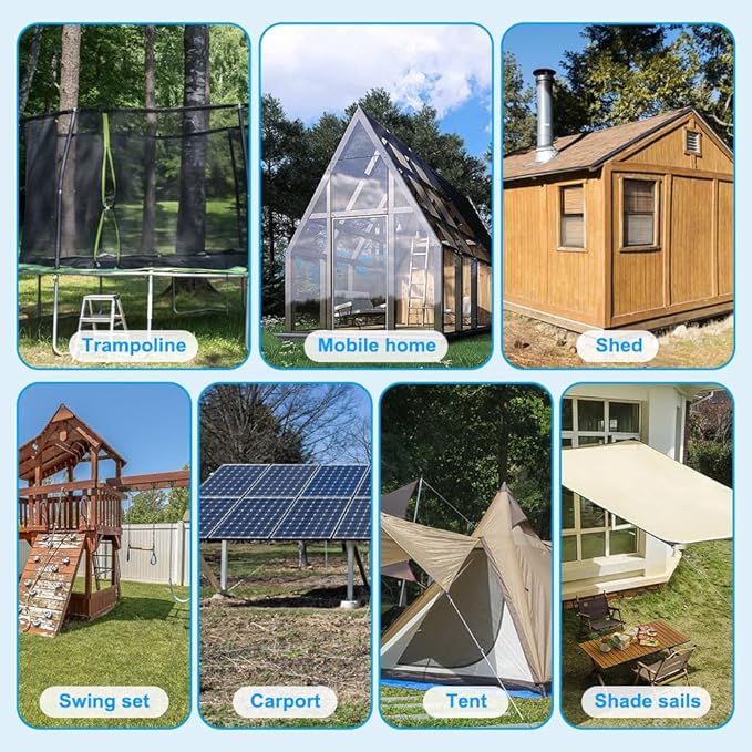 17.5'' Fully Welded Ground Anchors with Chain, 3'' Wider Spiral Trampoline Anchors, 4pcs Mobile Home Anchors, Heavy Duty Earth Anchors for Sheds, Swing Sets, Canopies, Carports