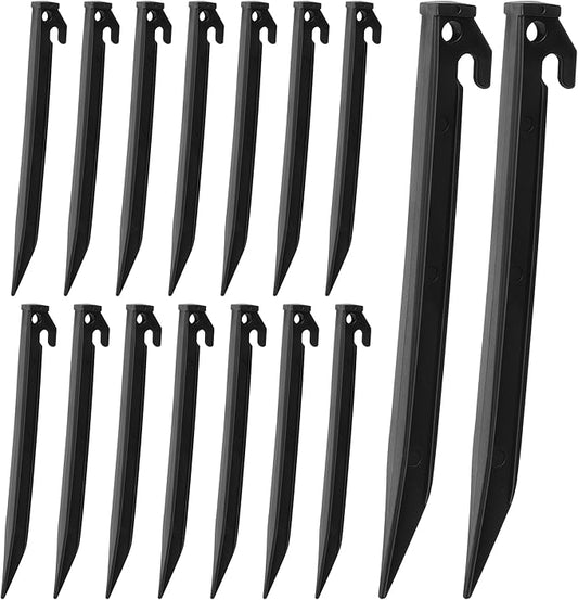 Aodaer 16 Pieces Plastic Inflatable Stakes 8.8 Inch Christmas Halloween Yard Stakes Heavy Duty Anchor Replacement Inflatable Accessories for Garden Outdoor Inflatable Decorations, Black