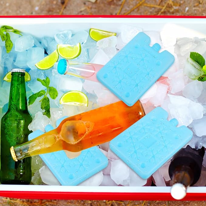 4pcs Ice Packs for Coolers, Refreezable Reusable Cooler Ice Pack, Icepacks for Bento Shipping Beach