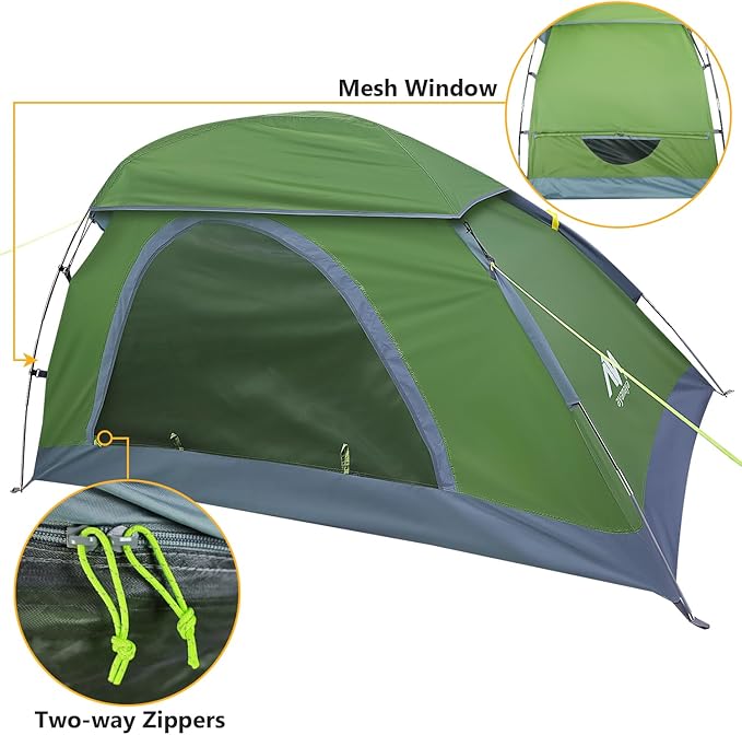 AYAMAYA 1 Person Tent for Backpacking - Lightweight Single Person Hiking Tent with Skylight & Waterproof Rainfly & Ground Vents, Easy Setup One Man Small Tent for Camping Backpacking Hiking