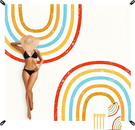 Beach Blanket, Waterproof Sandproof Beach Mat, 78''×86'' Lightweight Outdoor Picnic Blanket for Travel, Camping, Hiking