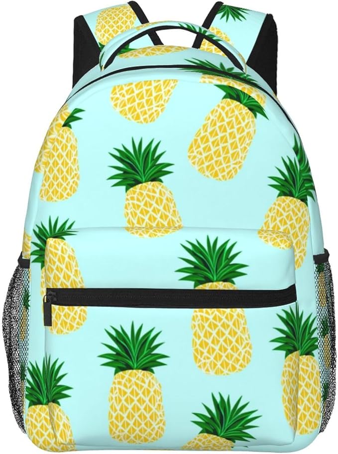 Polyester Daypack for Hiking Work Running, Big Capacity Anti-Theft Multipurpose Shoulder Bag, Hawaiian Tropical Pineapple Travel and Sport Backpack Rucksack
