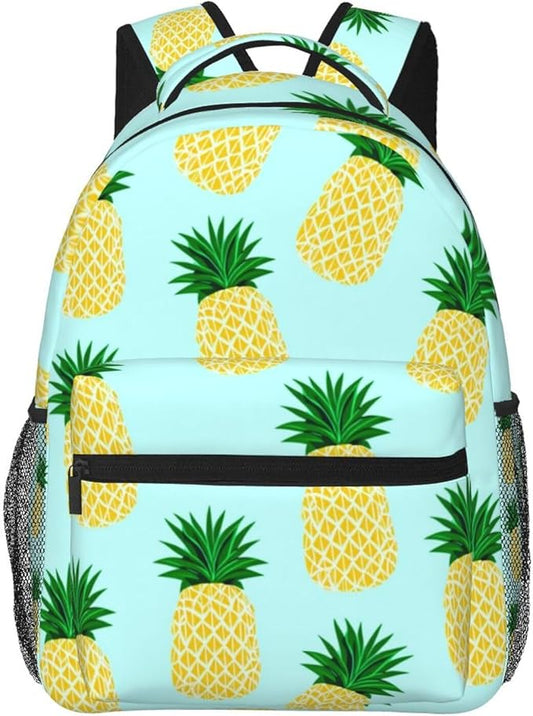 Polyester Daypack for Hiking Work Running, Big Capacity Anti-Theft Multipurpose Shoulder Bag, Hawaiian Tropical Pineapple Travel and Sport Backpack Rucksack