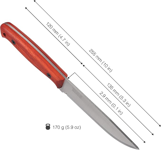 BPSKNIVES Flamebird Adventurer - Fixed-Blade Carbon Steel Bushcraft Knife with Leather Sheath - Outdoor Full Tang Utility Knives - Camping Knives - Survival Tactical Camp Knife