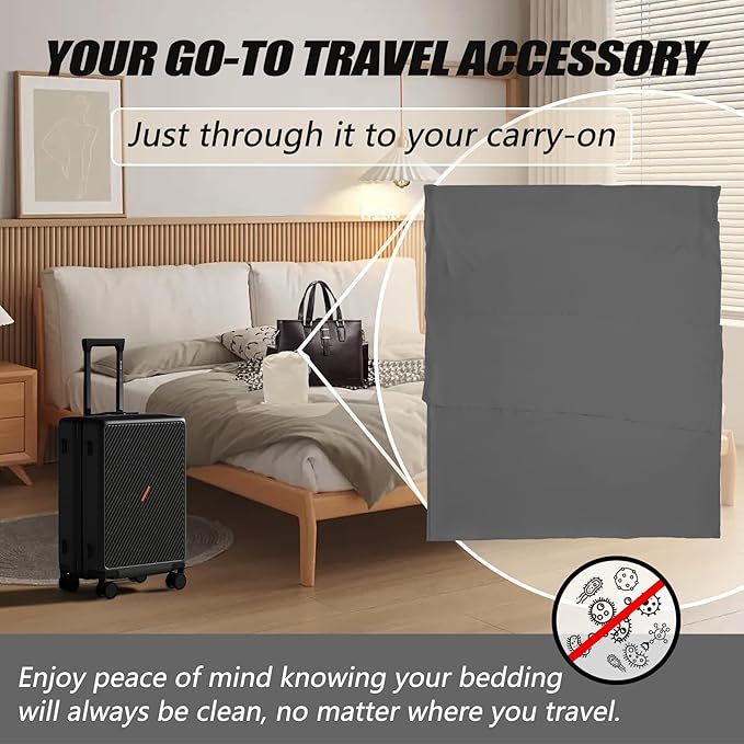 Sleeping Bag Liner,Long Staple Cotton, Adult Sleep Sack & Travel Sheets,Travel Sleep Sack for Backpacking, Hotels & Hostels Lightweight Travel Sheet Camping Sheets,Has Full Length Zipper