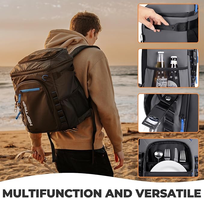 Heytrip Backpack Cooler 36/54 Cans, Insulated Portable Large Leakproof Waterproof Cooler Bag, 20 Hours Cold Retention for Lunch Camping Travel Beach Picnic