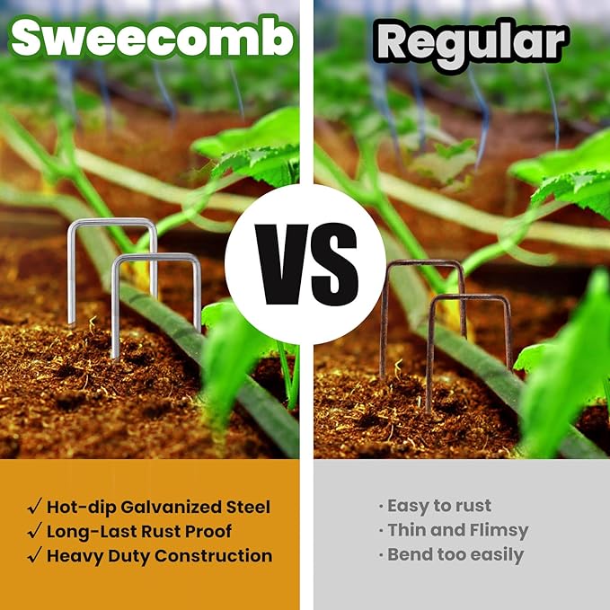 6 Inches Landscape Staples, Garden Stakes Securing Pegs for Securing Weed Fabric Landscape Fabric Netting Ground Sheets and Fleece, Heavy Duty Metal Tent Stakes, Halloween Decorations (20, Silver)