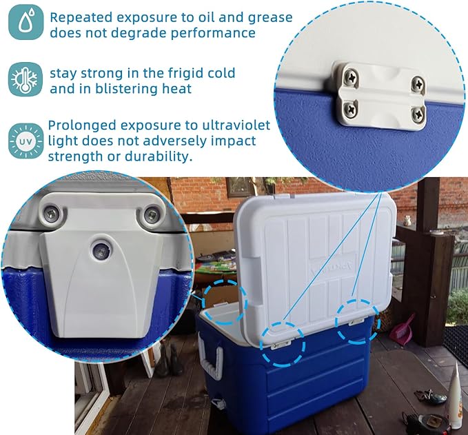 Cooler Hinge and Latch Replacement Kit for Igloo,Repair and Replace Cooler Components,4 Hinges and 2 latches