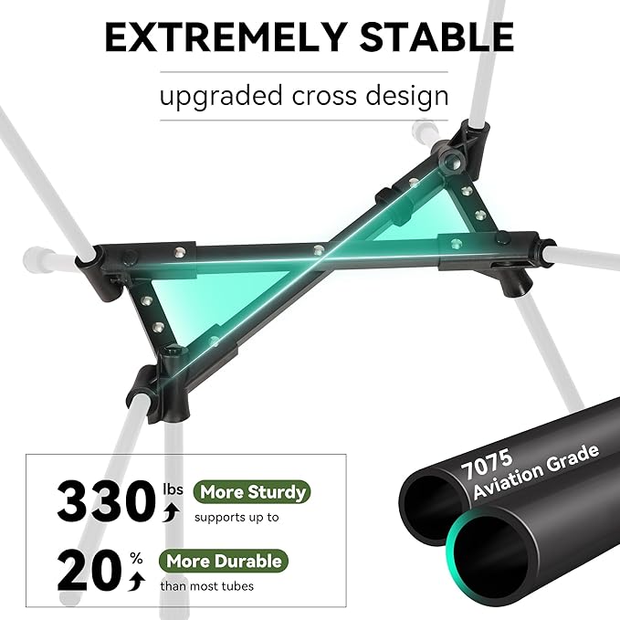 TOBTOS Portable Camping Chair, Support up to 330 LBS, Lightweight Folding Backpacking Chair for Outdoor Camp, Travel, Beach, Picnic, Hiking, Backpacking (Green)