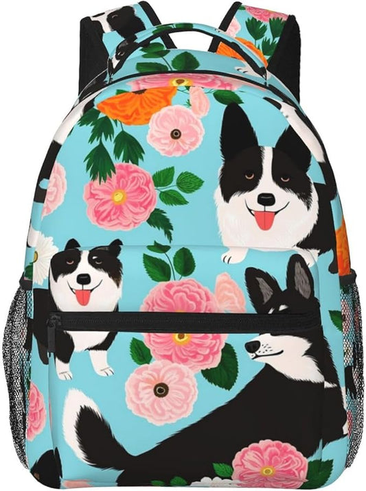 Rucksacks Multipurpose Anti-Theft Big Capacity Bookbag, Italian Greyhound Dog Flower Travel Hiking Camping Rucksack With Padded Straps