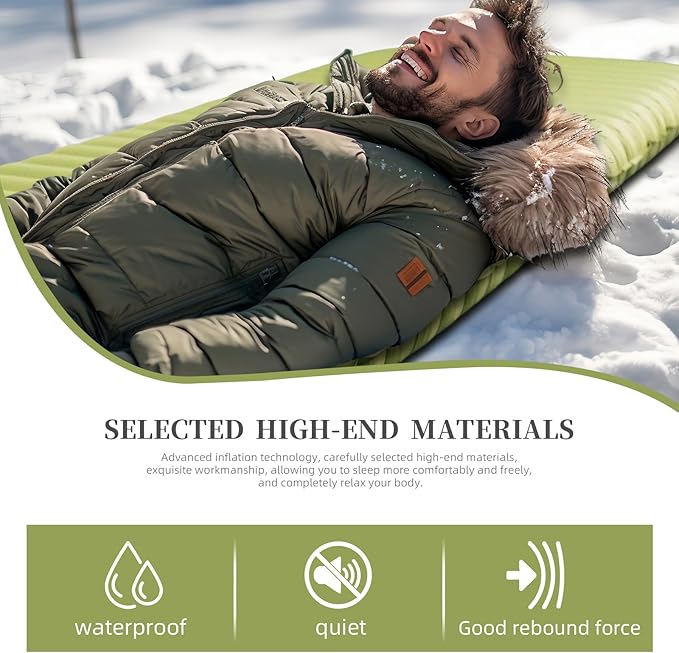 7.7 R-Value Insulated Inflatable Sleeping Pad for Cold Weather Camping & Backpacking, Ultralight, 72x26 inches, 3.62" Thickness, Waterproof & Compact for Winter Adventures