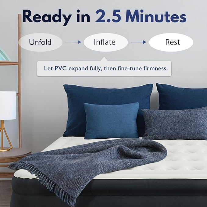 King Koil Premium California King Air Mattress with Built-in High-Speed Patented Pump for Home, Camping & Guests- Inflatable Double High Airbed Blow Up Bed, Waterproof, 1 Year Warranty