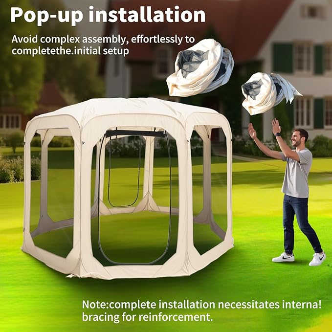 Screen House Tent Portable Canopy with Floor Mosquito Net Outdoor Room Perfect for Patio Backyard Gazebo Picnic Mesh.