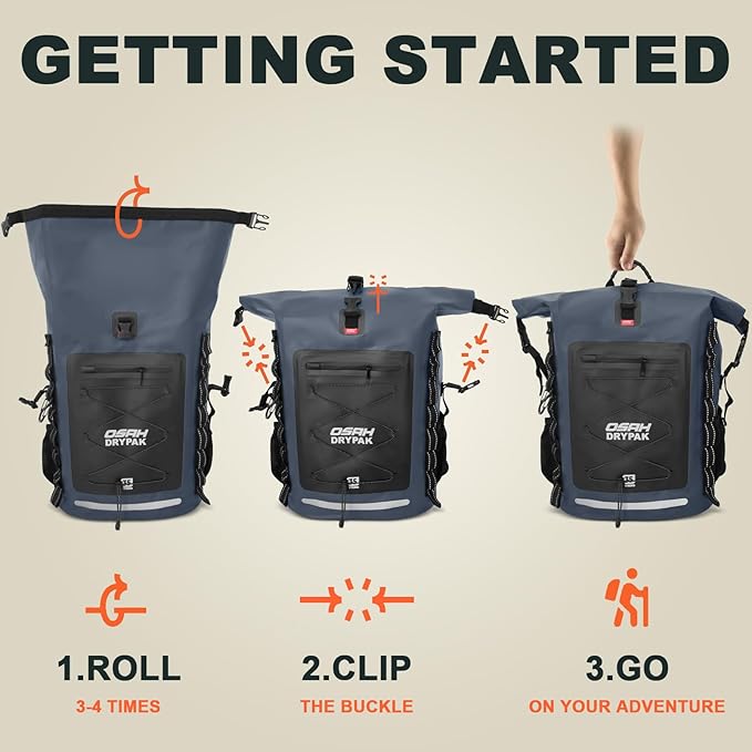 Waterproof Backpack Dry Bag 25L/35L/55L/85L – Heavy Duty Roll-Top Hiking Backpack Sack Keeps Gear Dry for Travel, Kayaking, Boating, Camping, Rafting and Fishing