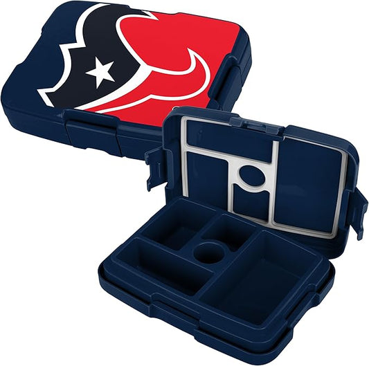 FOCO NFL Unisex-Adult Officially Licensed 2-Tone Big Logo Team Color Football Leak Proof 5 Compartment Bento Lunch Box - Houston Texans