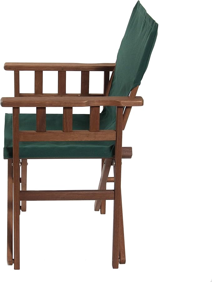 BYER OF MAINE Pangean Campaign Chair, Portable Hardwood Folding Chair with Heavy-Duty Canvas Seat Material. Ideal Patio, Deck & Camping Seat 20″D × 23″W × 36″H, 250 lbs Capacity, Green