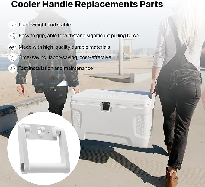 Replacement Cooler Handles Parts for 25-72 Qt Coolers,High Strength Plastic Cooler Handles and Screws Kit -2 Pack