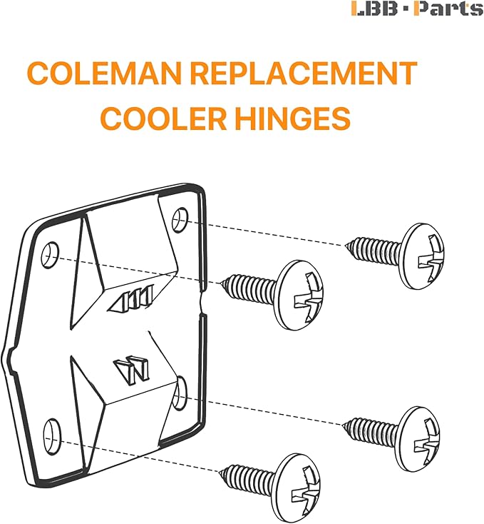 Replacement Cooler Hinges,Cooler Plastic Hinges kit Compatible with Coleman Coolers,Cooler Hinges Replacement Parts:4 Plastic Hinges,16 Mounting Screws
