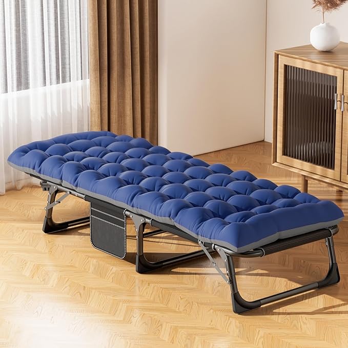 LILYPELLE Folding Camping Cot, Extra Wide Heavy Duty Sleeping Cots with Carry Bag, Double Layer Oxford Portable Travel Camp Cots for Home, Office Nap and Outdoor Beach