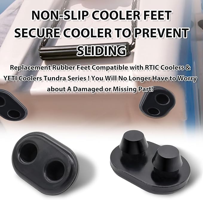 Cooler Feet Replacement Non-Slip Rubber Feet for RTIC Coolers Models 45qt 65qt 110qt 145qt Durable Thickened Rubber Feet Outdoor Camping Protection for YETI Cooler Accessories, Black (4 Pcs)