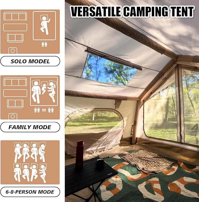 Inflatable Tents for Camping, Large Inflatable Camping Tent with Hand Pump, Easy Setup Tents for 4-6 People, Portable Glamping Tent