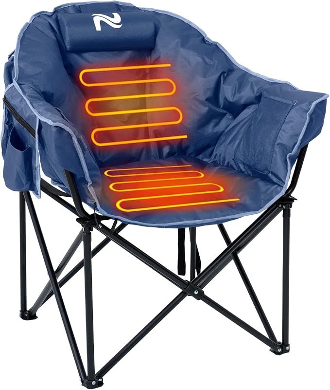 ABORON Oversized Heated Camping Chair, Three Model Portable and Foldable,Heavy Duty Support Up to 500 lbs, Ideal for Outdoor Adventures