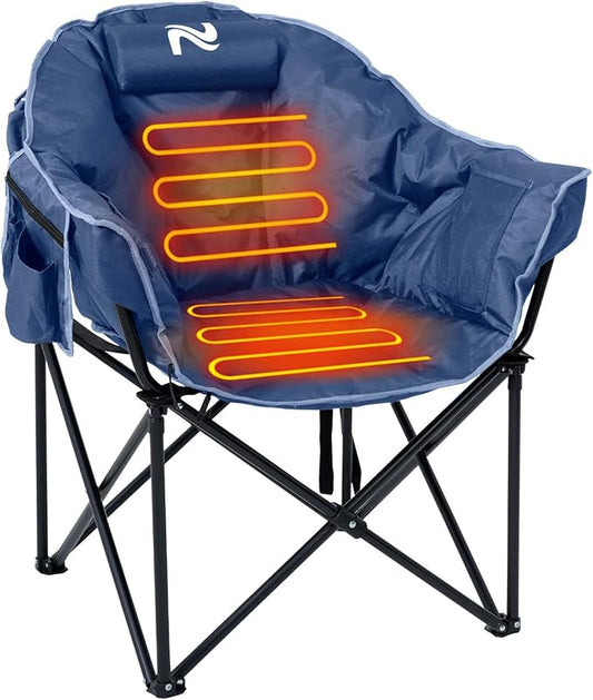 ABORON Oversized Heated Camping Chair, Three Model Portable and Foldable,Heavy Duty Support Up to 500 lbs, Ideal for Outdoor Adventures