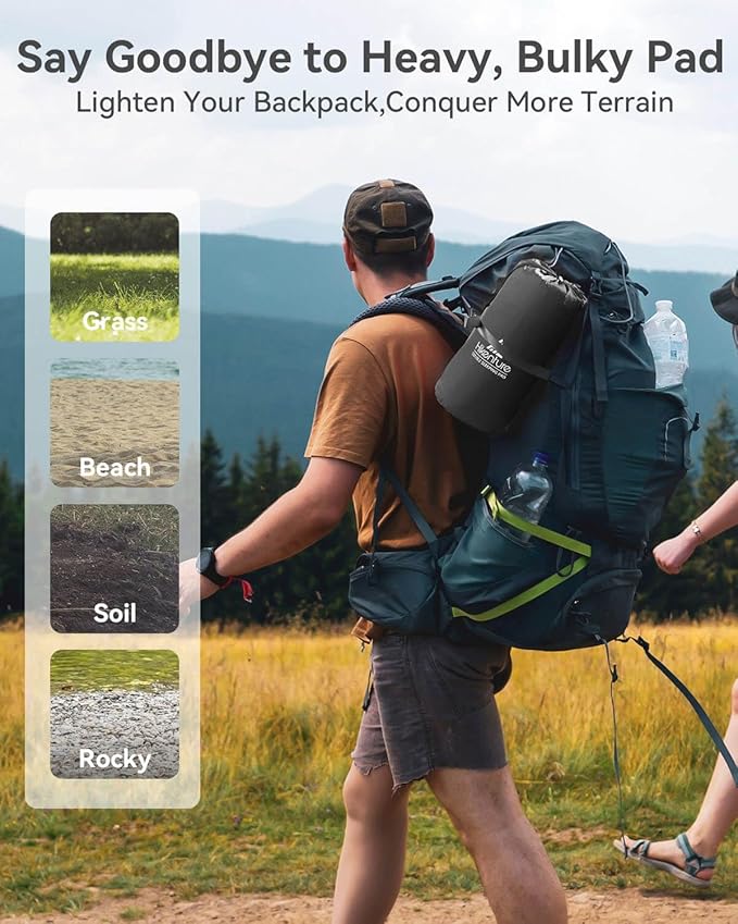 Hikenture Camping Mattress 2 Person Double Sleeping Pad for Camping, 4" Extra-Thick Inflatable & Ultralight Sleeping Air Mat for Backpacking, Hiking