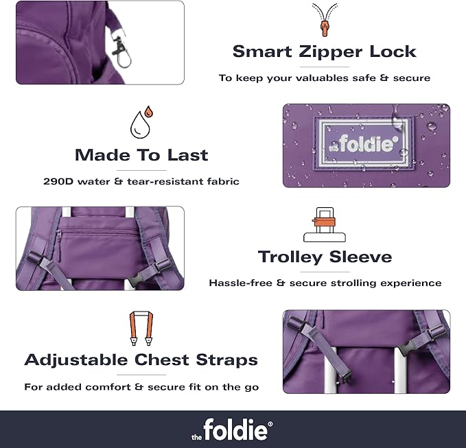 The Foldie Packable Backpack for Travel 32L - Lightweight Foldable Backpacks with Trolly Sleeve & RFID Protection - Water-repellent Casual Daypack Backpacks for Hiking, Camping & Gym - Fuchsia