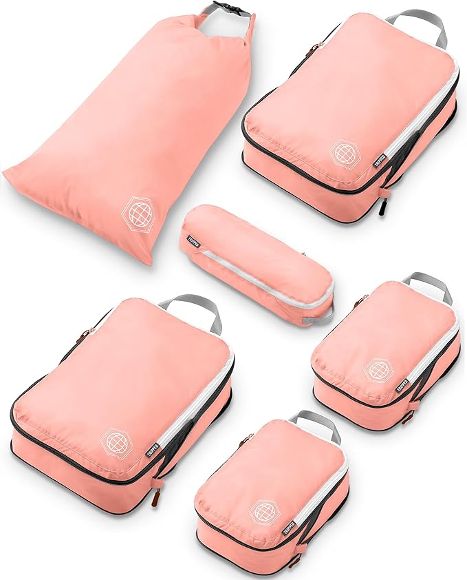 Compression Packing Cubes Set for Carryon Suitcases- Lightweight, Durable Clothes Organizer