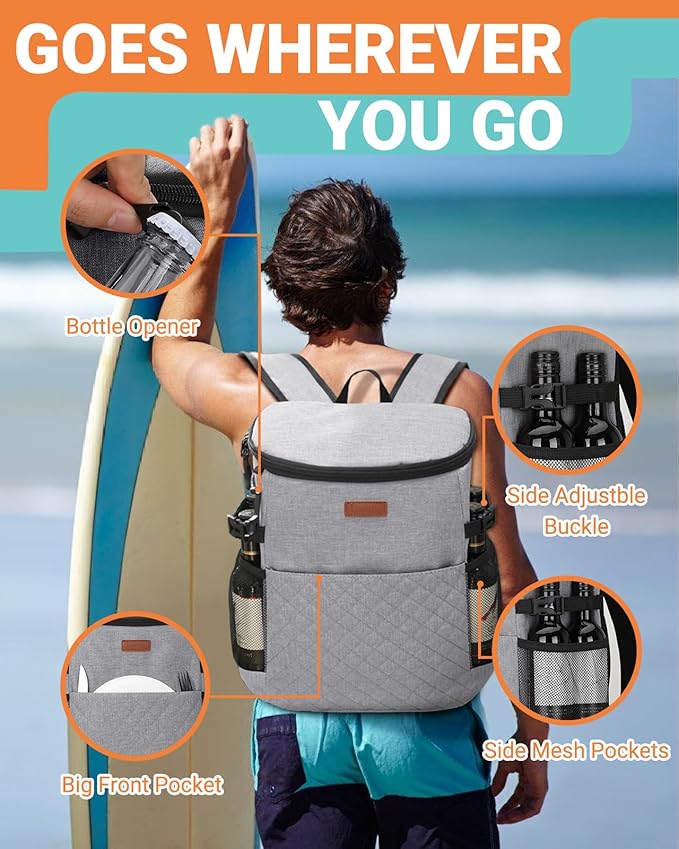 Soft Cooler Backpack 30 Cans/45 Cans, Backpack Coolers Insulated Leak Proof Thermal Lunch Backpack for Men Work Small Cooler Bag Beach Travel Picnic Drink Beverage Beer