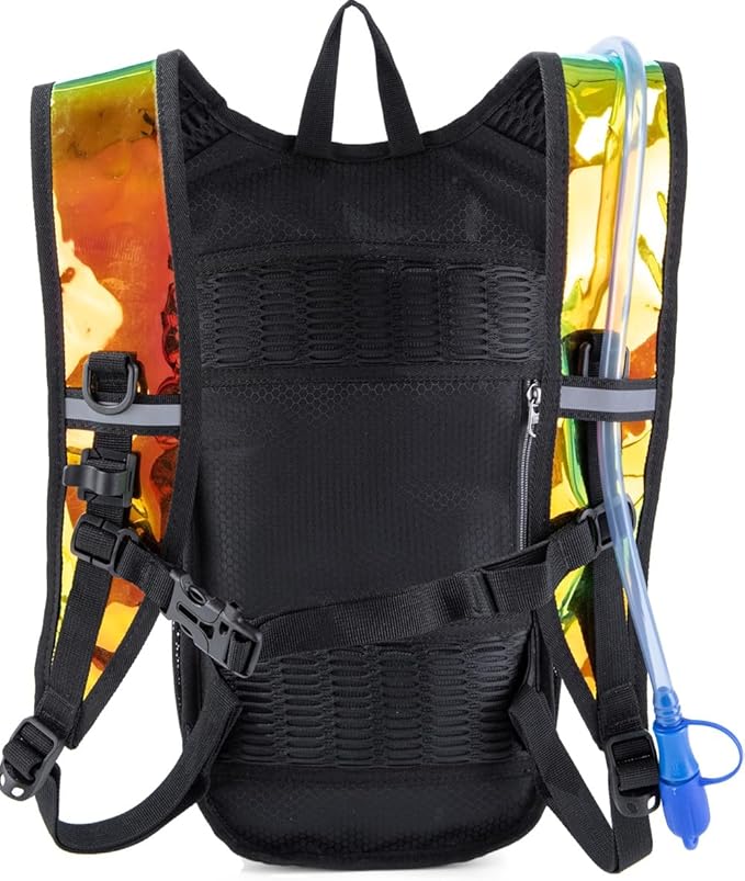 Hydration Backpack Pack with Cool Lights, 2L Water Bladder, Lightweight Bag for Running, Hiking, Bike, Climbing, Music Festival Essential, and Rave