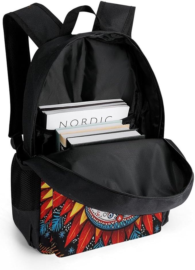 Supdreamc Men Women Polyester Sugar Skull Sun Backpack Large Capacity Bookbag With Smooth Zippers for Climbing Picnic Bicycle