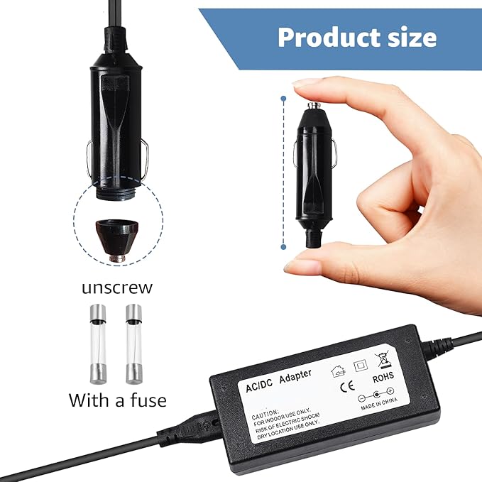 12V Cooler Power Cord Compatible with Coleman Cooler,Replacement for Coleman Cooler 5640 Power Adapter,Thermoelectric Electric Cooler Replacement Plug ﻿