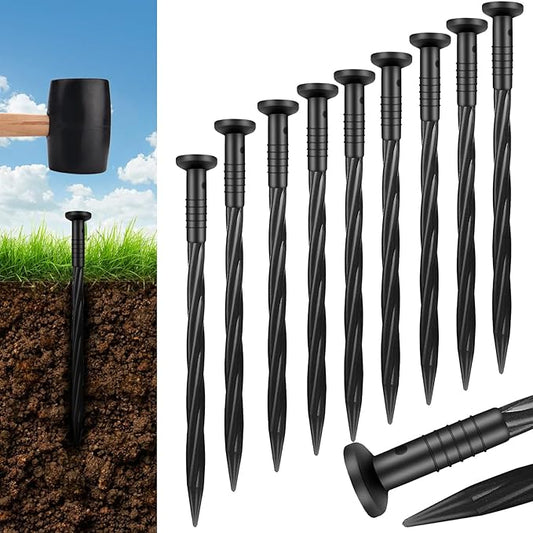 100 Pack 8 Inch Plastic Landscape Edging Anchoring Stakes Garden Lawn Yard Spikes Landscaping Stakes for Paver Edging, Weed Barrier, Tent, Artificial Turf