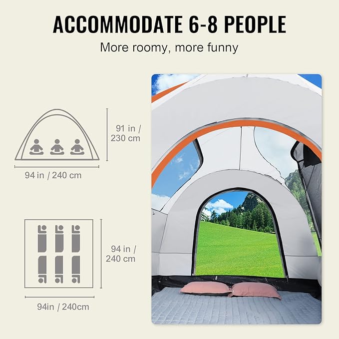 VEVOR SUV and Pickup Truck Camping Tents, Waterproof Double Layer Design with Carry Bag, Accommodates 2-9 Persons for Outdoor Activities